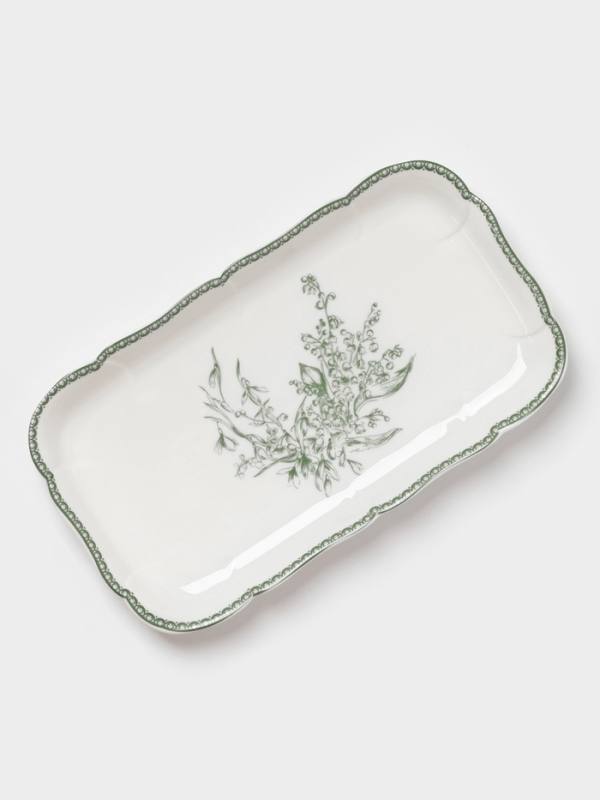 Блюдо для подачи "Bloomware" W&Y 25см, 25х14х2,5  цвет зеленый, белый