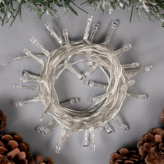 Гирлянда &laquo;Нить&raquo; 4 м, IP20, прозрачная нить, 40 LED, 2 режима, батарейки AAх3 (нет в комплекте), свечение белое