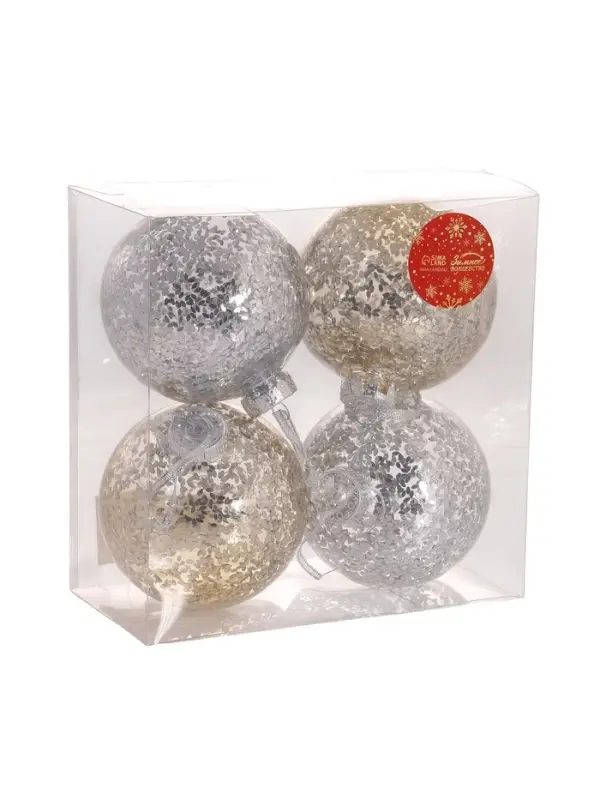 Ёлочные игрушки &laquo;Праздничный блеск&raquo;, шары новогодние, d=10 см, набор 4 шт., серебро/золото