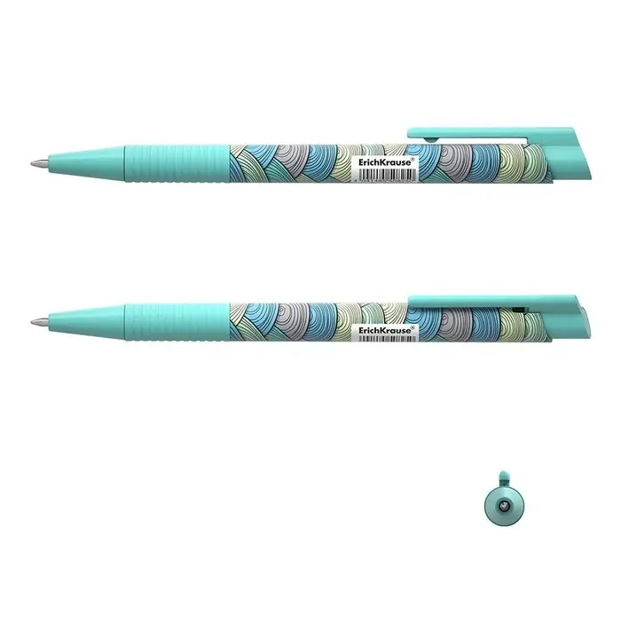 Ручка шариковая автоматическая ErichKrause ColorTouch Emerald Wave, узел 0.7 мм, тонкое письмо, корпус Soft Touch, корпус с дизайном, чернила синие Ручка шариковая автоматическая ErichKrause ColorTouch Emerald Wave, узел 0.7 мм, тонкое письмо, корпус Soft Touch, корпус с дизайном, чернила синие