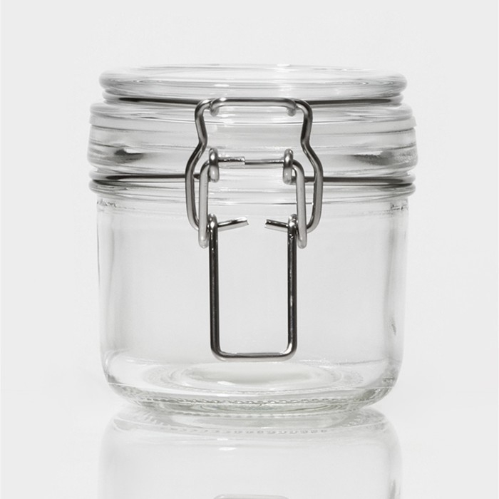 Банка стеклянная для хранения сыпучих продуктов Доляна «Галерея», 190 мл, 11×8,5×6,5 см, с бугельным замком Банка стеклянная для хранения сыпучих продуктов Доляна «Галерея», 190 мл, 11×8,5×6,5 см, с бугельным замком