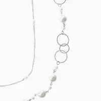 Бусы &laquo;Жемчужный мир&raquo;, кольца с бусинами, белые в серебре, 90 см