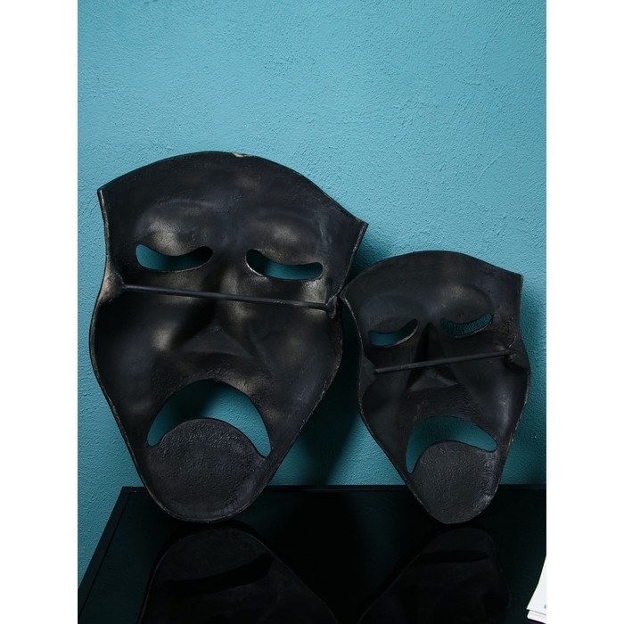 Набор настенных фигур «Маска грустная», полистоун, 60 см, 2 шт, цвет чёрный матовый Набор настенных фигур «Маска грустная», полистоун, 60 см, 2 шт, цвет чёрный матовый
