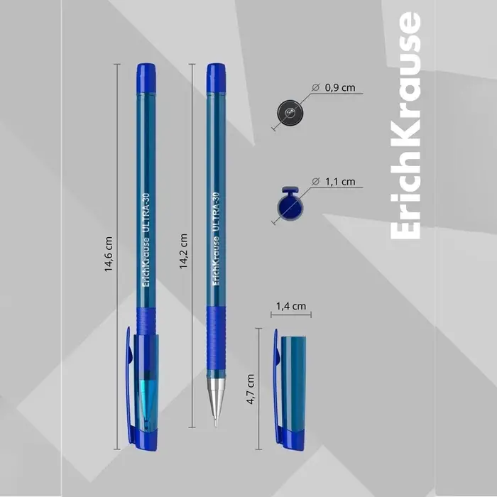 Ручка шариковая ErichKrause ULTRA-30 Original, узел 0.7 мм, чернила синие, длина письма 1000 метров