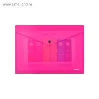 Папка-конверт на кнопке А4, 180 мкм, ErichKrause Glossy Neon, глянцевая, пластиковая, полупрозрачная, микс