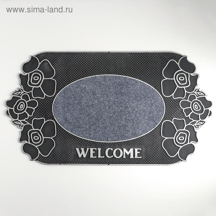 Коврик придверный Доляна «Welcome цветы», 40×70 см, цвет МИКС Коврик придверный Доляна «Welcome цветы», 40×70 см, цвет МИКС