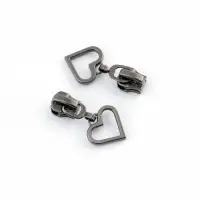 Бегунок для металлической молнии, №5, &laquo;Сердце&raquo;, 10 шт., цвет чёрный никель