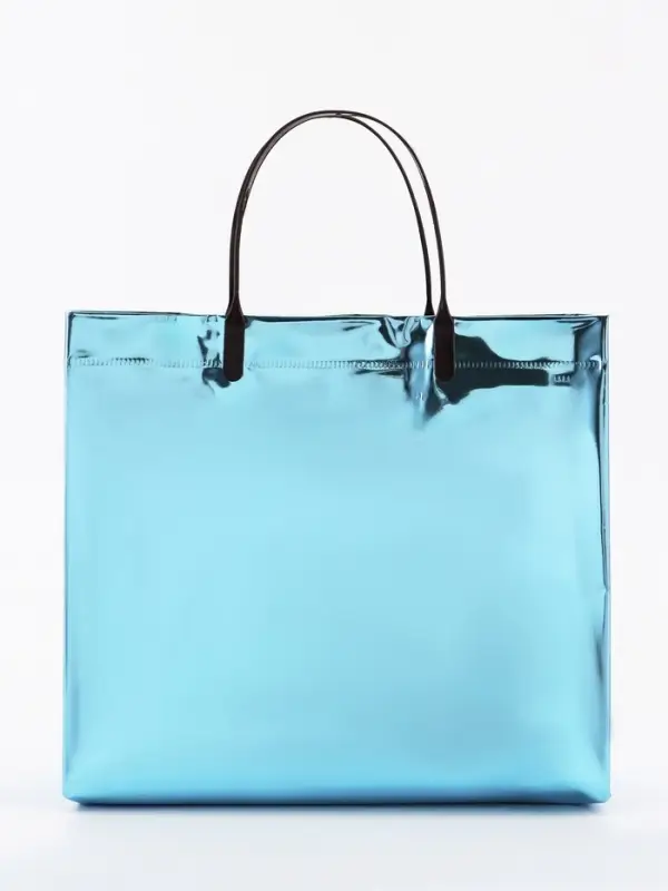 Пакет подарочный ПВХ, голография, голубой, пластиковая ручка, 26&times;22.5&times;10 см