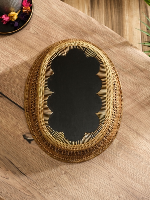 Корзинка плетеная ротанг  Корзинка плетеная ротанг "Цветы 2", 34х26х7 см, МИКС