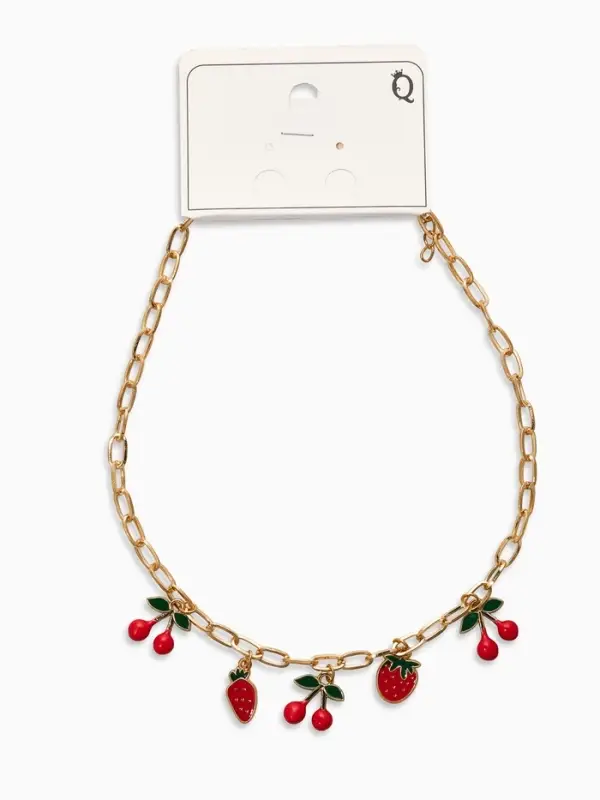 Цепь с подвесками &laquo;Вишня и клубника&raquo;, 40 см, красная в золоте