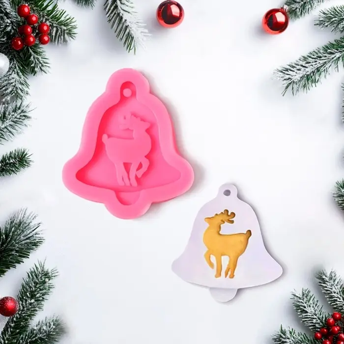 Молд для заливки новогодний &laquo;Колокольчик оленя&raquo;, силикон, 10&times;9&times;1.5 см, розовый