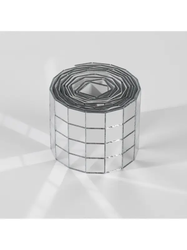 Зеркальная мозаика клеевая, 1&times;1 см, 4 ряда, 4 см, 1 м, цвет серебряный