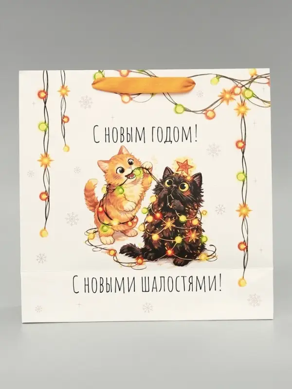 Пакет подарочный ламинированный квадратный &laquo;Праздник 2&raquo;, 30&times;30&times;12 см