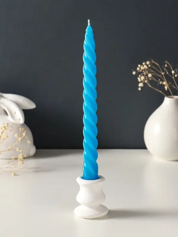 Набор свечей витых, 2,3х 24,5 см, 5 ч, 50 г, 4 штуки, синий
