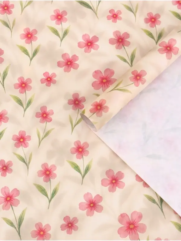 Бумага упаковочная крафт &laquo;Розовые цветы&raquo;, 50&times;70 см