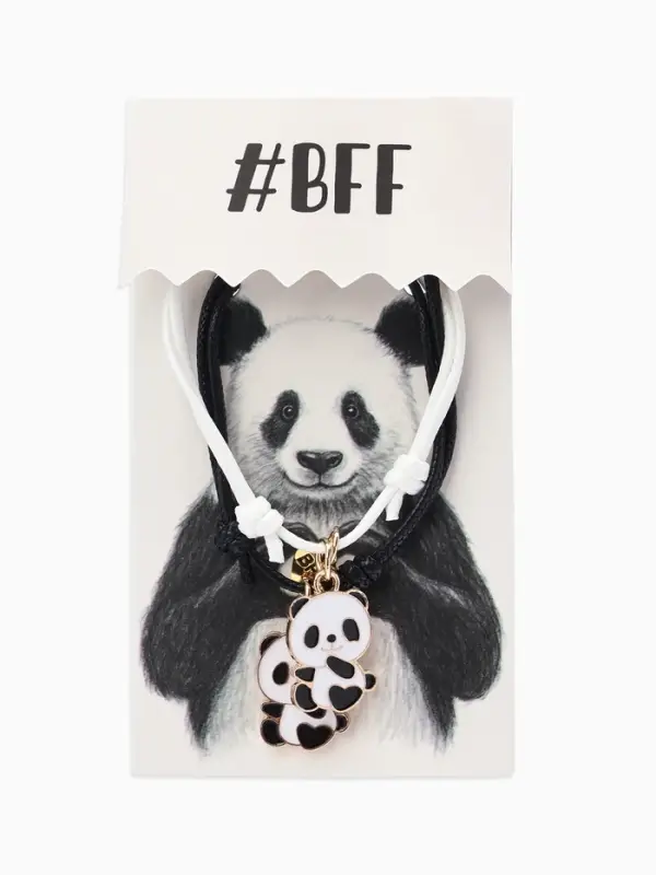 Браслеты парные &laquo;Неразлучники. Панды и лапки&raquo;, d=6 см, набор 2 шт. чёрный, белые