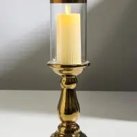 Подсвечник на 1 свечу &laquo;Магистр&raquo;, керамика, стекло, d=8 см, золото, 9.5&times;9.5&times;32 см