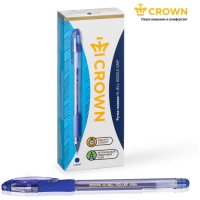 Ручка гелевая Crown HJR-500RNB, чернила синие, узел 0.7 мм, резиновый упор