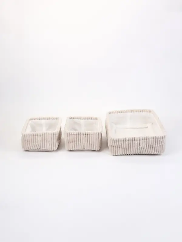 Набор корзин &laquo;Soft&Pure&raquo; 3 шт.: 1 шт. 38&times;27&times;11.5 см, 2 шт. 22&times;18&times;11 см, полиэстер. белый