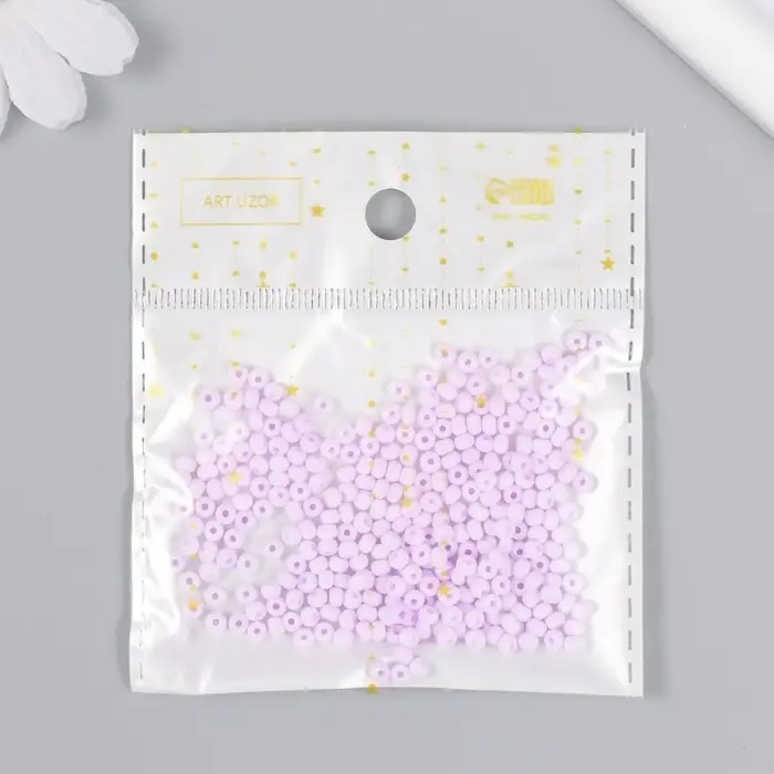 Бисер стекло 8/0  Бисер стекло 8/0 "Маршмеллоу. Матовый. Глициния" 10 гр