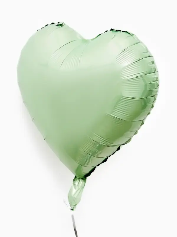 Воздушные шары фольгированные 17" "Сердце" цвет зеленый сатин, набор 5 штук