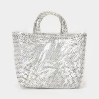 Сумка плетёная, 30&times;15&times;35 см, пластик, белая с чёрным