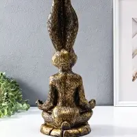 Фигура - подставка для мелочей полистоун &laquo;Заяц с лотосом&raquo;, 20&times;16&times;43 см, под золото