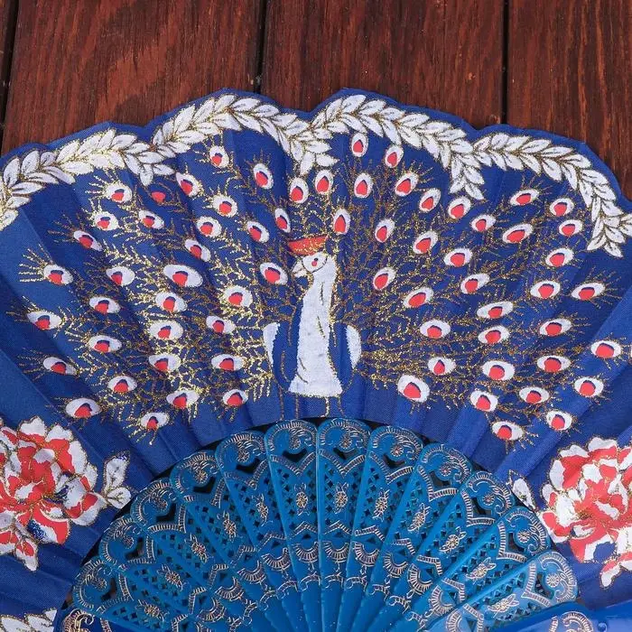 Веер складной h=21 см &laquo;Павлин&raquo;, МИКС