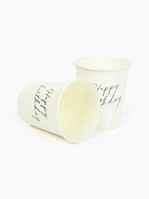 Стакан одноразовый бумажный «Happy Birthday», белый 250 мл