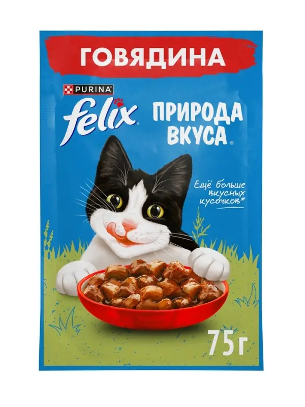 Влажный корм Felix Природа вкуса для кошек, говядина, 75 г