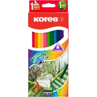 Карандаши акварельные цветные 12цв 3-гран,кисть,точилка Kores 93812