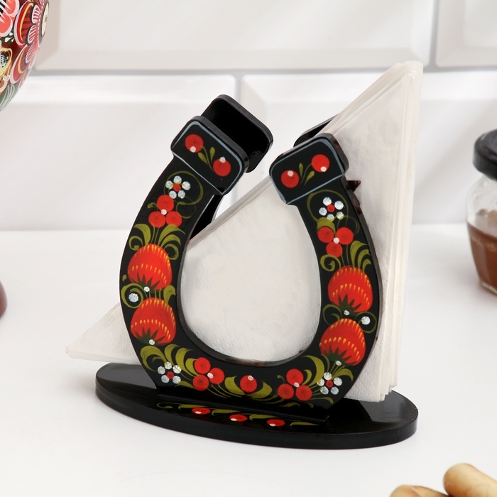 Салфетница «Подкова», 7 х 12 см, хохлома Салфетница «Подкова», 7 х 12 см, хохлома