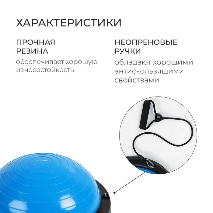 Полусфера BOSU гимнастическая ONLYTOP, с насосом, 46&times;20 см, синяя