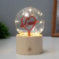 Фигурка световая RISALUX &laquo;Влюбленное сердце&raquo;, LED-ночник, 3&times;AG10, шар-8 см, 6.5&times;6.5&times;11.5 см
