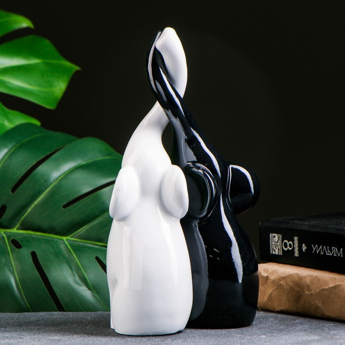 Фигура Фигура "Пара слонов" 9х15х25см чёрный/белый,