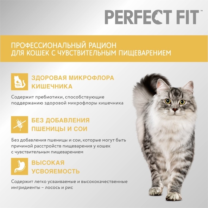 Сухой корм Perfect Fit для чувствительных кошек, индейка, 650 г Сухой корм Perfect Fit для чувствительных кошек, индейка, 650 г