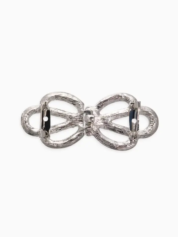 Зажим для кардигана Зажим для кардигана "Ажур", корона, цвет белый в серебре