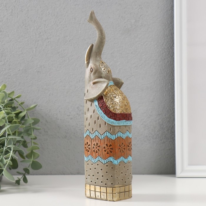 Сувенир полистоун Сувенир полистоун "Серый слон с хоботом вверх" 5,5х6х27 см