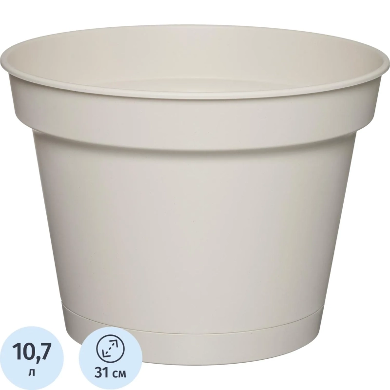Горшок д/цветов Mint D310мм,10,7л с поддоном (светло-бежевый),221612225