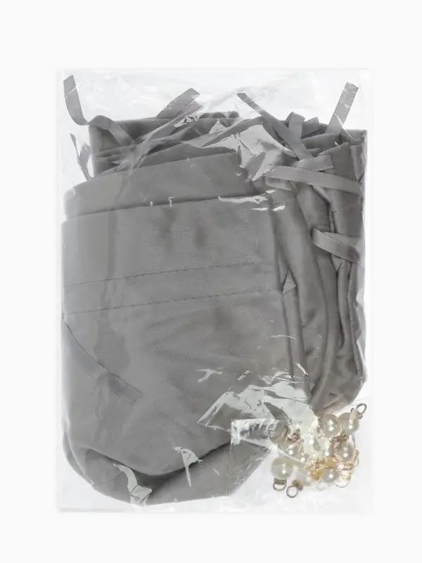 Мешочек бархатный с бусиной, 13х9 см, серый (фас. 10 шт)