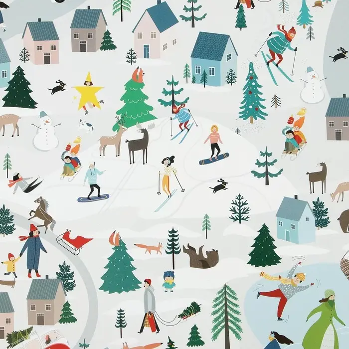 Упаковочная бумага на новый год «Зимний город», 70 х 100 см, глянцевая