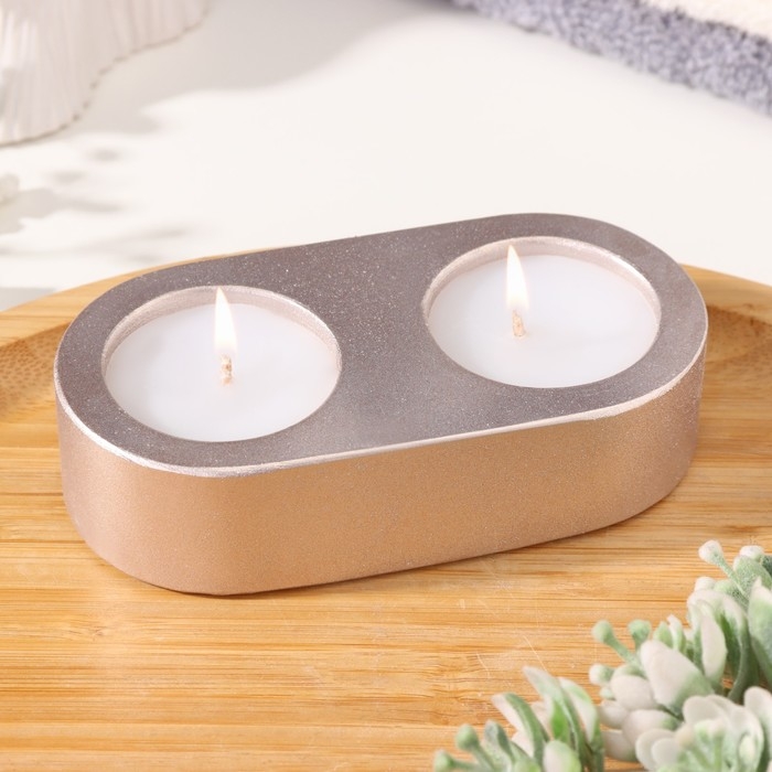 Свечи  Свечи "Мрамор" в овальном подсвечнике из гипса,12х6х3см, шампань