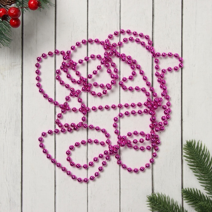 Бусы на ёлку 2,7 м d-7 мм Бусы на ёлку 2,7 м d-7 мм "Шарики" малиновый