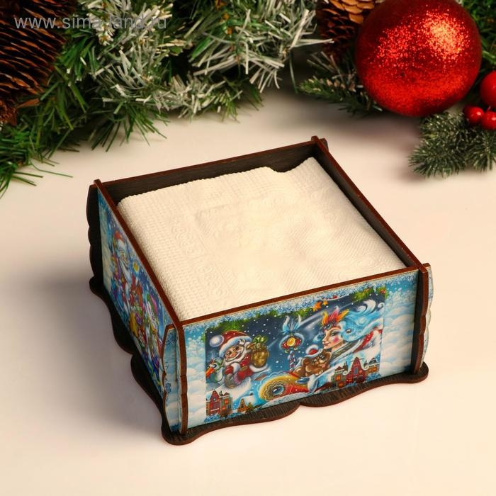 Салфетница Квадрат Новогодние герои, 14х14х7,3 см Салфетница Квадрат Новогодние герои, 14х14х7,3 см