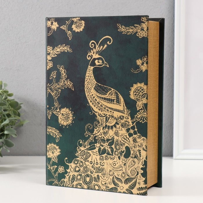 Сейф-книга дерево кожзам Сейф-книга дерево кожзам "Золотой павлин" тиснение, под металл 27х18х7 см