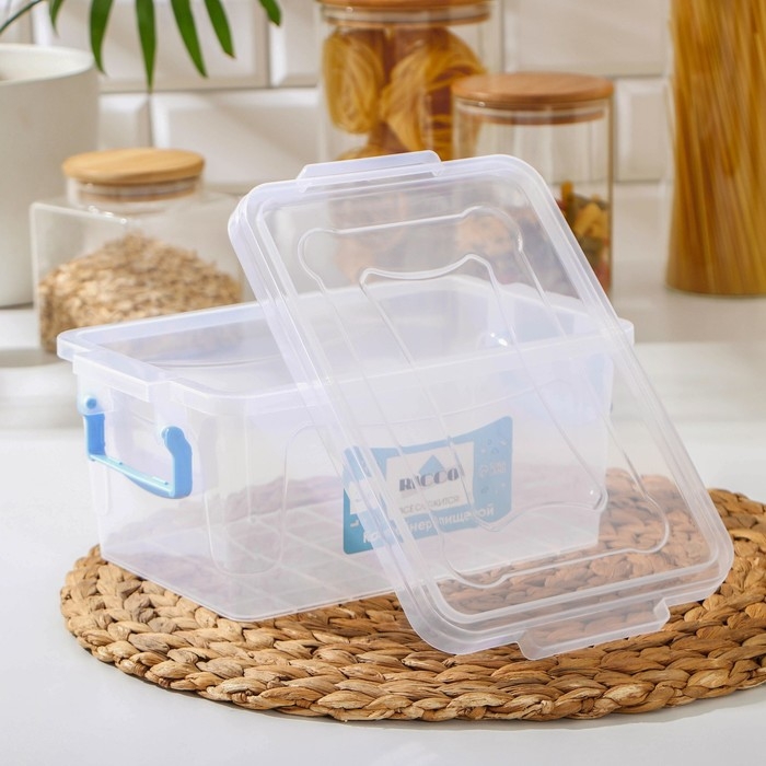 Контейнер пищевой RICCO, 3 л, 28×16×12 см, прямоугольный, прозрачный