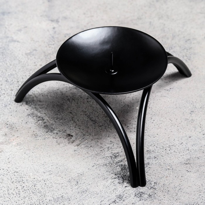 Подсвечник металл на 1 свечу  Подсвечник металл на 1 свечу "Олимп", 4х11 см, черный