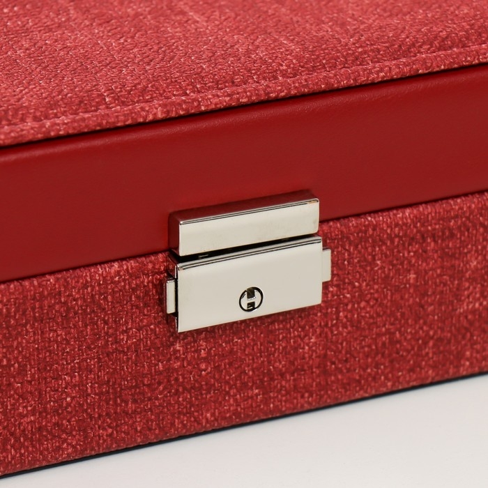 Шкатулка кожзам для украшений  Шкатулка кожзам для украшений "Красная" комбинированная 26,7х18,5х7,5 см