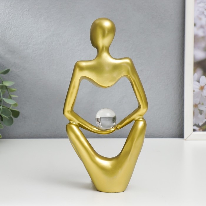 Сувенир полистоун  Сувенир полистоун "Абстракция - открытость, с шаром" золото 24х7,5х11 см