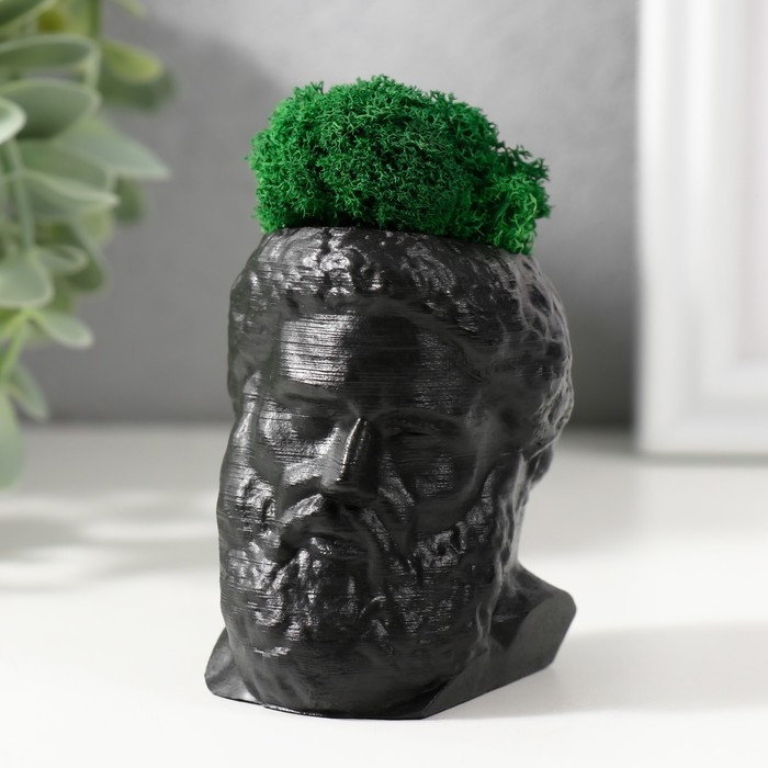 Кашпо бетонное  Кашпо бетонное "Прометей" высота 6,5 см, ширина 5 см черный со мхом (мох зелен. стабил)